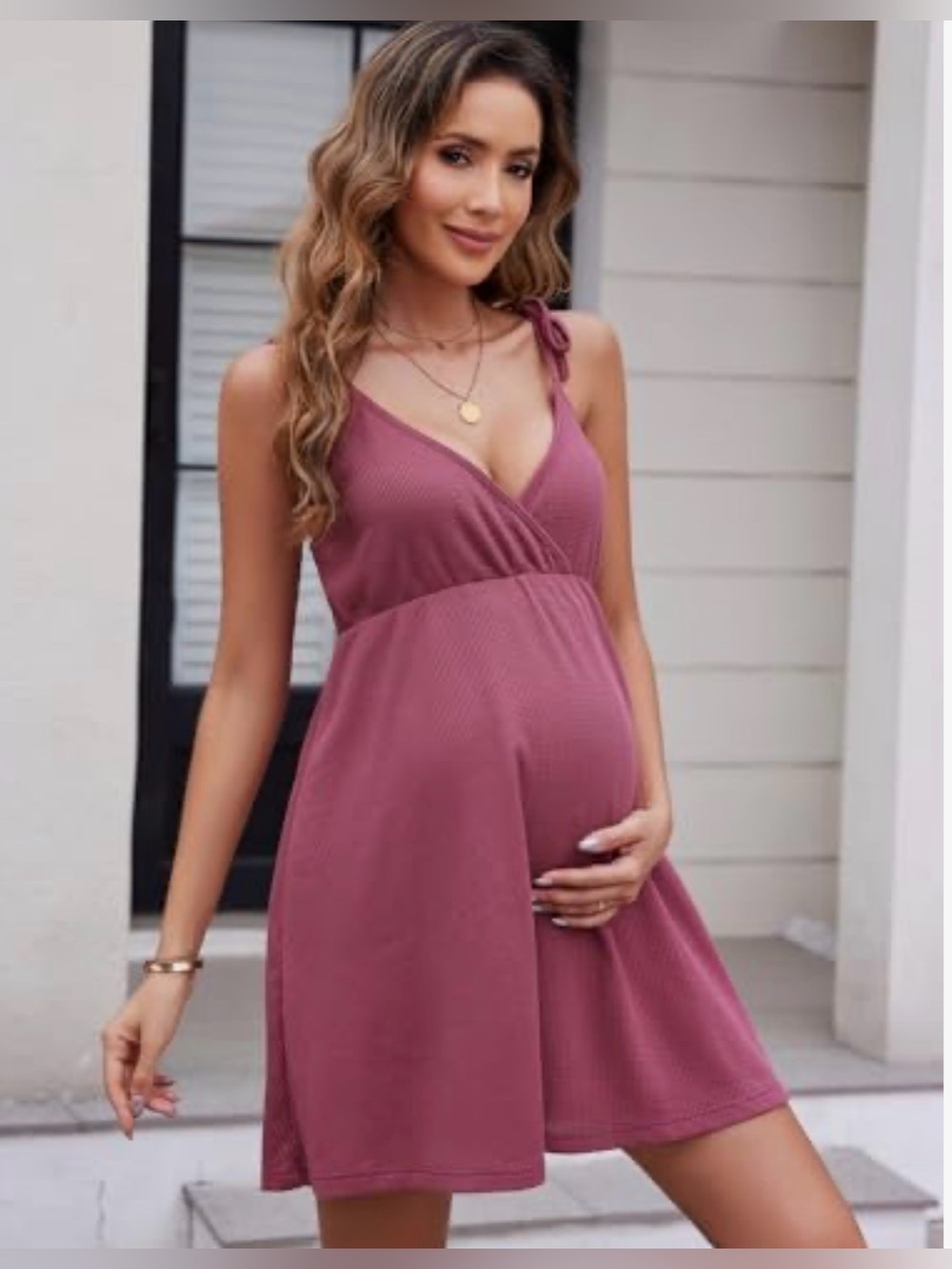 Women's Maternity Dress Sleeveless V-Neck Spaghetti Straps Clothing Summer Casua